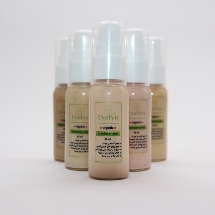 کرمپودر ارگانیک Evelyn – Organic Foundation پوششدهی بالا، بافت سبک، بدون چربی و مناسب انواع پوست