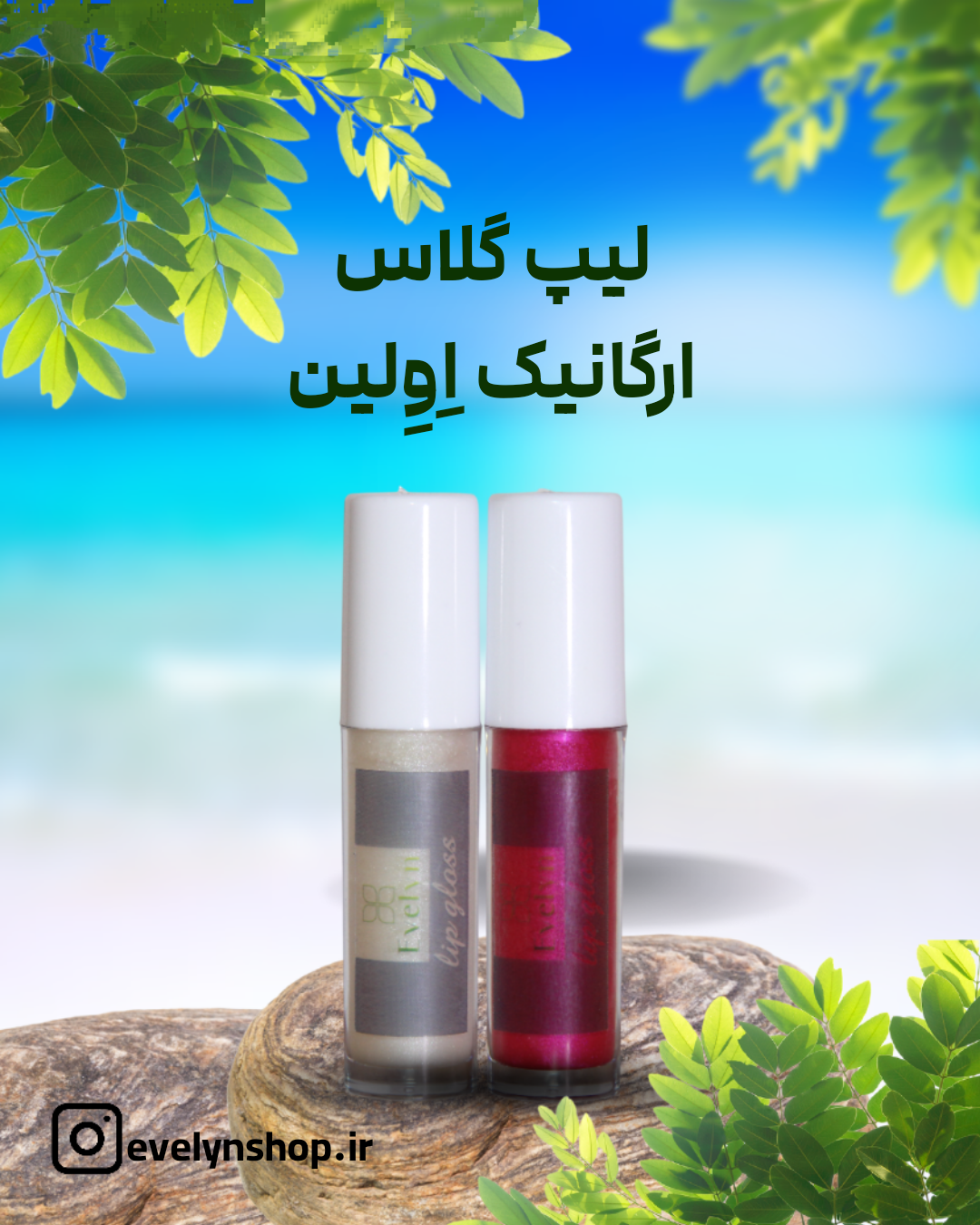 لیپ‌گلاس براق ارگانیک Evelyn – Organic Lip Gloss حجم‌دهنده لب با درخشش طبیعی و بافت سبک
