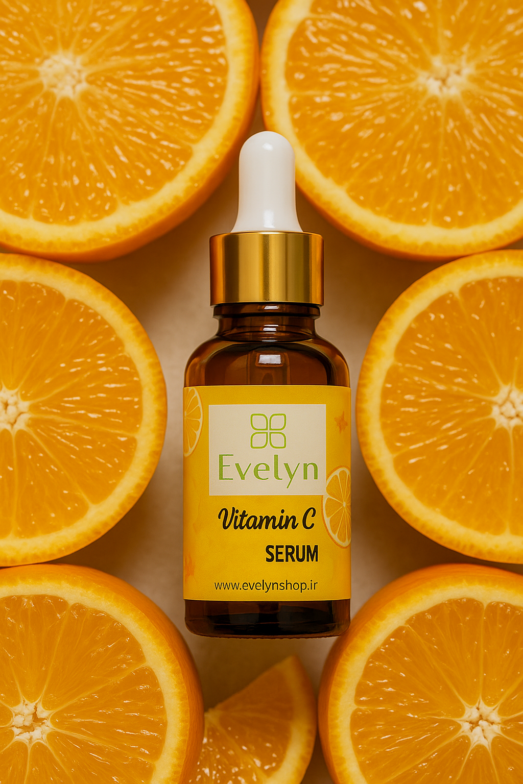 سرم ویتامین C ارگانیک Evelyn –organic Vitamin C Serum روشن‌کننده پوست و ضدلک با جذب سریع