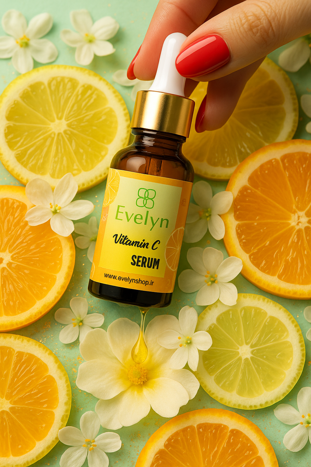 سرم ویتامین C ارگانیک Evelyn –organic Vitamin C Serum روشن‌کننده پوست و ضدلک با جذب سریع